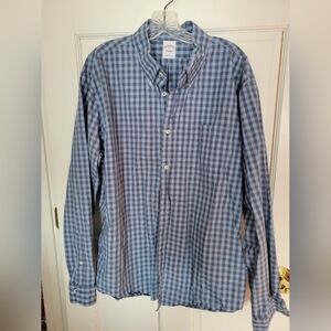 Brooks Brothers Blue And Gray Checkered Button Down Shirt